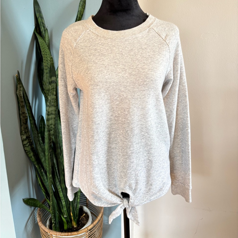 Gray Tie-Front Sweatshirt